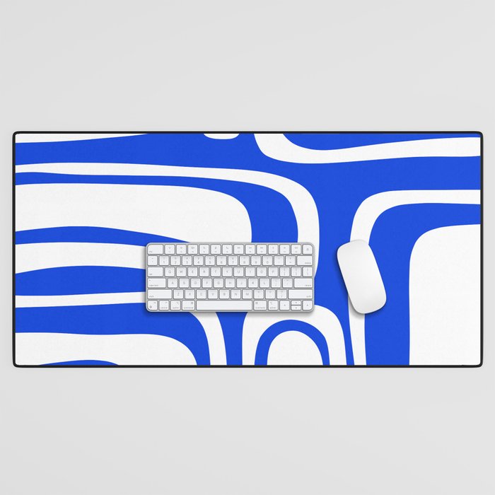 Blue Abstract Mid-Century Modern Palm Springs Minimal Pattern Desk Mat Gallery Image 1