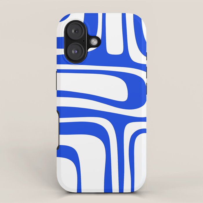 Blue Abstract Mid-Century Modern Palm Springs Minimal Pattern iPhone Case Gallery Image 1
