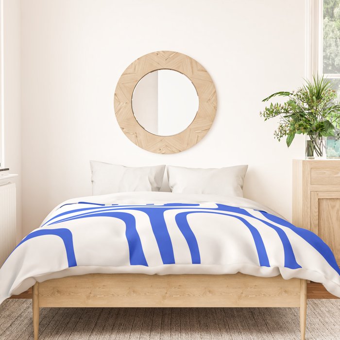 Blue Abstract Mid-Century Modern Palm Springs Minimal Pattern Duvet Cover Gallery Image 3