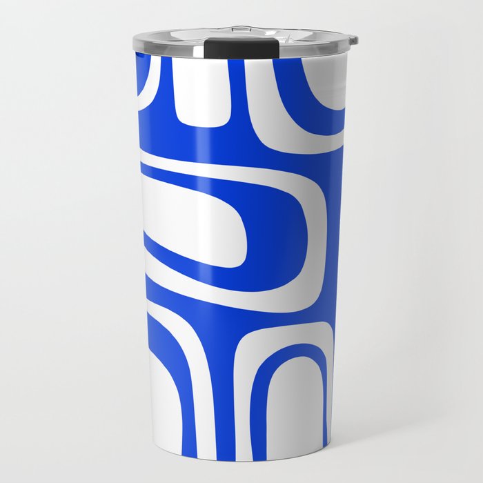 Blue Abstract Mid-Century Modern Palm Springs Minimal Pattern Travel Mug Gallery Image 1