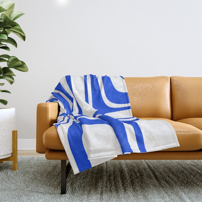 Blue Abstract Mid-Century Modern Palm Springs Minimal Pattern Throw Blanket Gallery Image 1