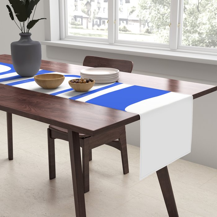 Blue Abstract Mid-Century Modern Palm Springs Minimal Pattern Table Runner Gallery Image 2