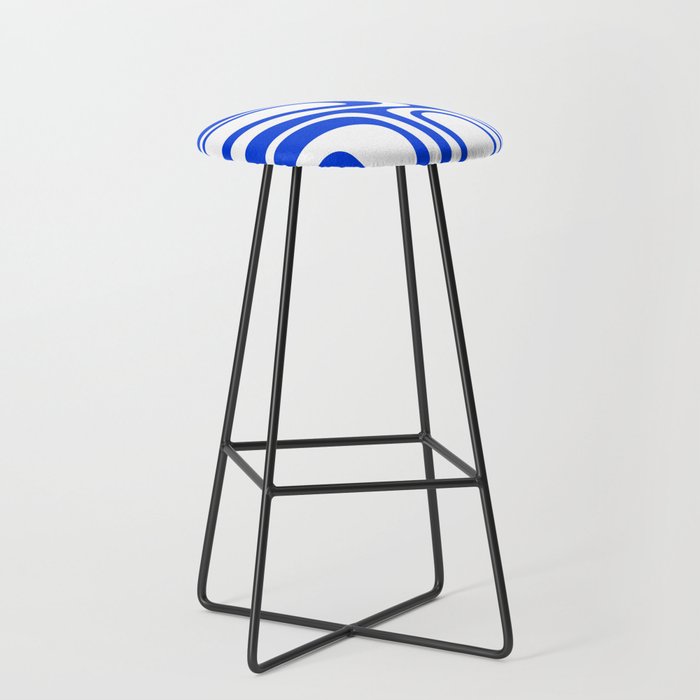Blue Abstract Mid-Century Modern Palm Springs Minimal Pattern Stool Gallery Image 1