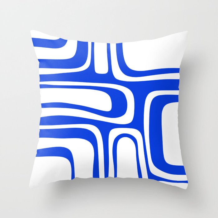 Blue Abstract Mid-Century Modern Palm Springs Minimal Pattern Throw Pillow Gallery Image 6