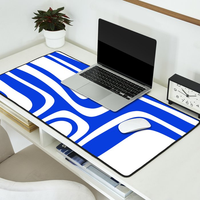 Blue Abstract Mid-Century Modern Palm Springs Minimal Pattern Desk Mat Gallery Image 2