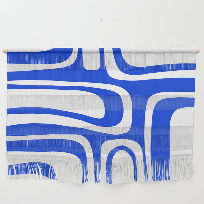 Blue Abstract Mid-Century Modern Palm Springs Minimal Pattern Wall Hanging Gallery Image 1