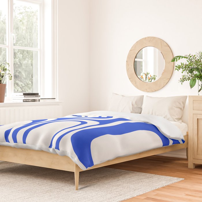 Blue Abstract Mid-Century Modern Palm Springs Minimal Pattern Duvet Cover Gallery Image 2