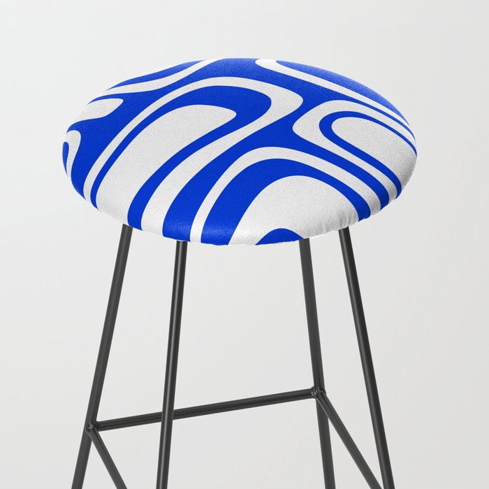 Blue Abstract Mid-Century Modern Palm Springs Minimal Pattern Stool Gallery Image 2