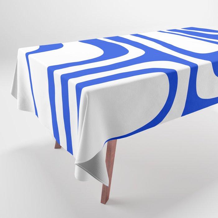 Blue Abstract Mid-Century Modern Palm Springs Minimal Pattern Tablecloth Gallery Image 1