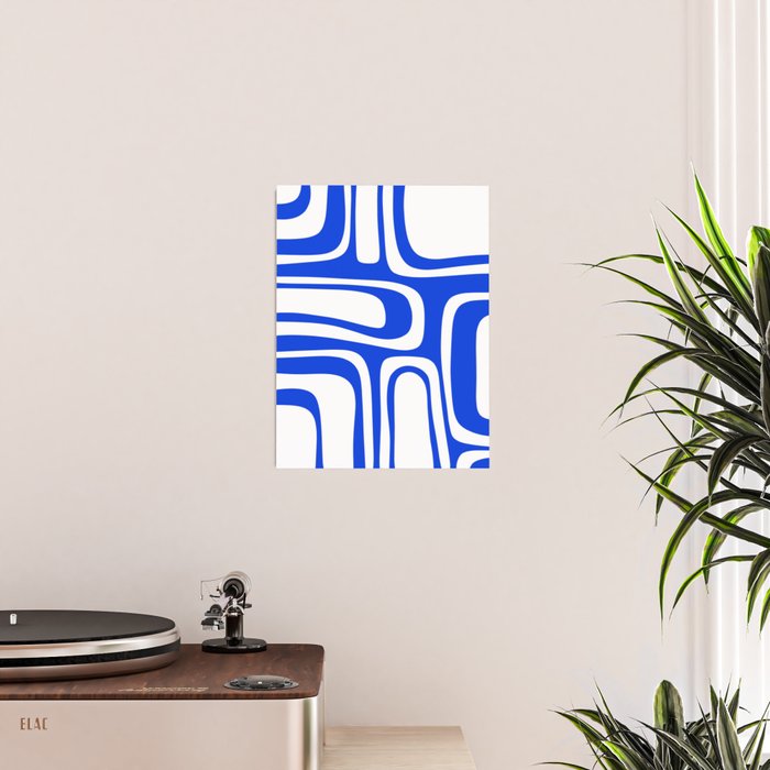 Blue Abstract Mid-Century Modern Palm Springs Minimal Pattern Poster Gallery Image 2