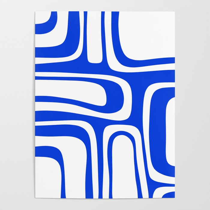 Blue Abstract Mid-Century Modern Palm Springs Minimal Pattern Poster Gallery Image 4