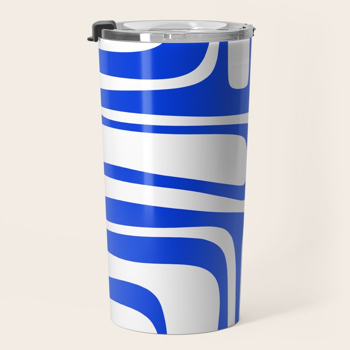 Blue Abstract Mid-Century Modern Palm Springs Minimal Pattern Travel Mug Gallery Image 3