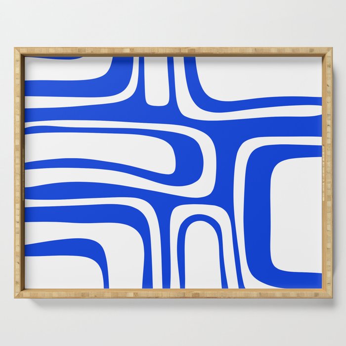 Blue Abstract Mid-Century Modern Palm Springs Minimal Pattern Serving Tray Gallery Image 1