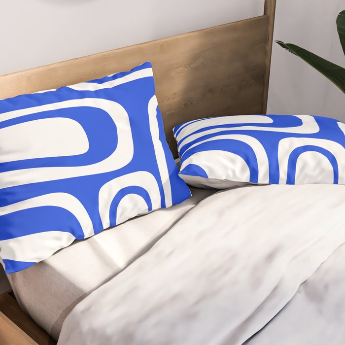 Blue Abstract Mid-Century Modern Palm Springs Minimal Pattern Pillow Sham Gallery Image 2