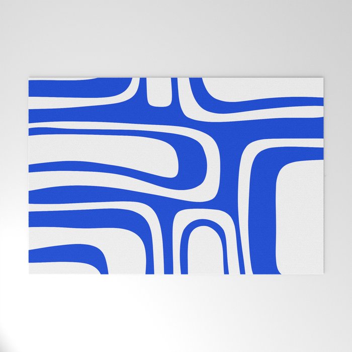 Blue Abstract Mid-Century Modern Palm Springs Minimal Pattern Welcome Mat Gallery Image 1