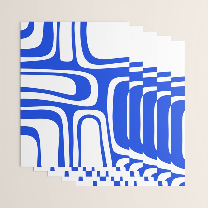Blue Abstract Mid-Century Modern Palm Springs Minimal Pattern Wrapping Paper Gallery Image 3