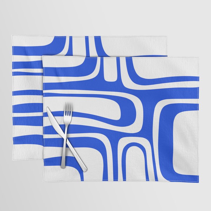 Blue Abstract Mid-Century Modern Palm Springs Minimal Pattern Placemat Gallery Image 1