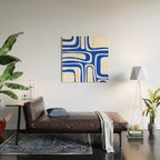 Blue Abstract Mid-Century Modern Palm Springs Minimal Pattern Wood Wall Art Gallery Image 2