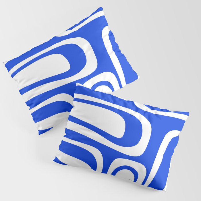 Blue Abstract Mid-Century Modern Palm Springs Minimal Pattern Pillow Sham Gallery Image 1