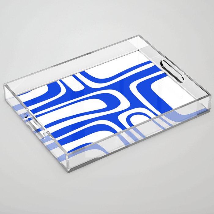 Blue Abstract Mid-Century Modern Palm Springs Minimal Pattern Acrylic Tray Gallery Image 1