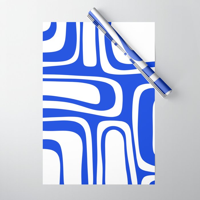 Blue Abstract Mid-Century Modern Palm Springs Minimal Pattern Wrapping Paper Gallery Image 1