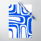 Blue Abstract Mid-Century Modern Palm Springs Minimal Pattern Wrapping Paper Gallery Image 1