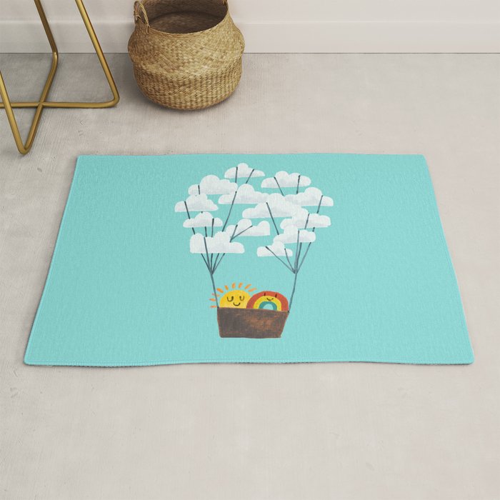 Hot cloud balloon - sun and rainbow Rug Gallery Image 1