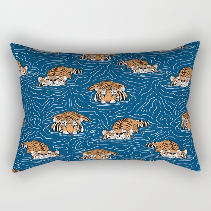 Tigers in the water Rectangular Pillow Gallery Image 1