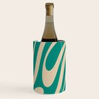 Wavy Loops Retro Abstract Pattern in Mid Mod Teal and Beige Wine Chiller Gallery Image 1