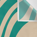 Wavy Loops Retro Abstract Pattern in Mid Mod Teal and Beige Wall Tapestry Gallery Image 3