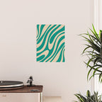 Wavy Loops Retro Abstract Pattern in Mid Mod Teal and Beige Poster Gallery Image 2