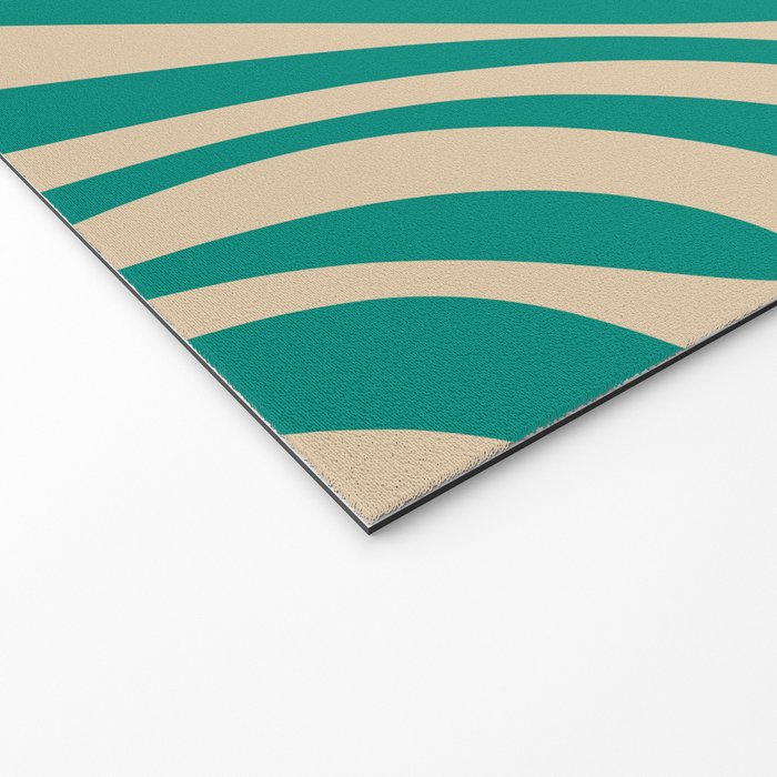 Wavy Loops Retro Abstract Pattern in Mid Mod Teal and Beige Welcome Mat Gallery Image 2