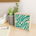 Wavy Loops Retro Abstract Pattern in Mid Mod Teal and Beige Mini Art Print Gallery Image 2