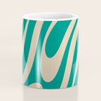Wavy Loops Retro Abstract Pattern in Mid Mod Teal and Beige Coffee Mug Gallery Image 4