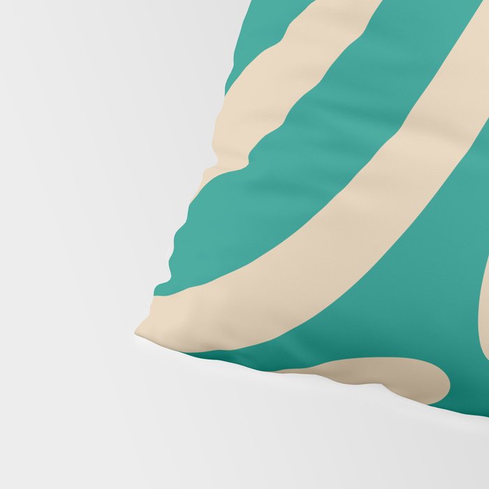 Wavy Loops Retro Abstract Pattern in Mid Mod Teal and Beige Pillow Sham Gallery Image 4