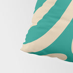 Wavy Loops Retro Abstract Pattern in Mid Mod Teal and Beige Pillow Sham Gallery Image 4