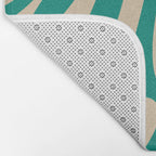 Wavy Loops Retro Abstract Pattern in Mid Mod Teal and Beige Bath Mat Gallery Image 2
