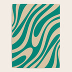 Wavy Loops Retro Abstract Pattern in Mid Mod Teal and Beige Poster Gallery Image 4
