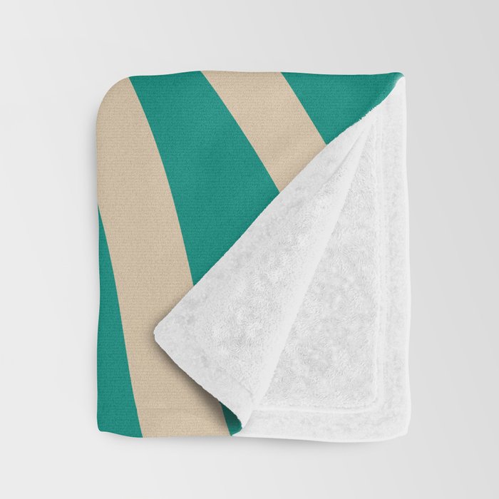 Wavy Loops Retro Abstract Pattern in Mid Mod Teal and Beige Throw Blanket Gallery Image 3