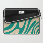 Wavy Loops Retro Abstract Pattern in Mid Mod Teal and Beige Laptop Sleeve Gallery Image 2
