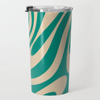 Wavy Loops Retro Abstract Pattern in Mid Mod Teal and Beige Travel Mug Gallery Image 3