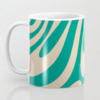 Wavy Loops Retro Abstract Pattern in Mid Mod Teal and Beige Coffee Mug Gallery Image 3
