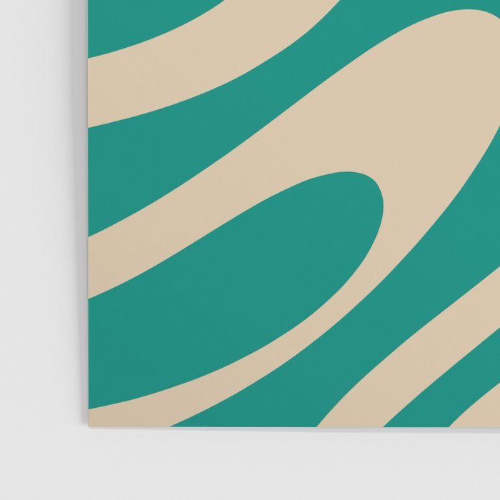 Wavy Loops Retro Abstract Pattern in Mid Mod Teal and Beige Poster Gallery Image 3