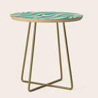 Wavy Loops Retro Abstract Pattern in Mid Mod Teal and Beige Side Table Gallery Image 1
