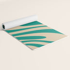 Wavy Loops Retro Abstract Pattern in Mid Mod Teal and Beige Yoga Mat Gallery Image 2