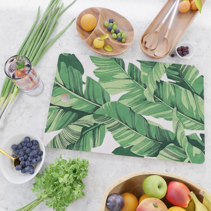 Tropical banana leaves V Cutting Board Gallery Image 2