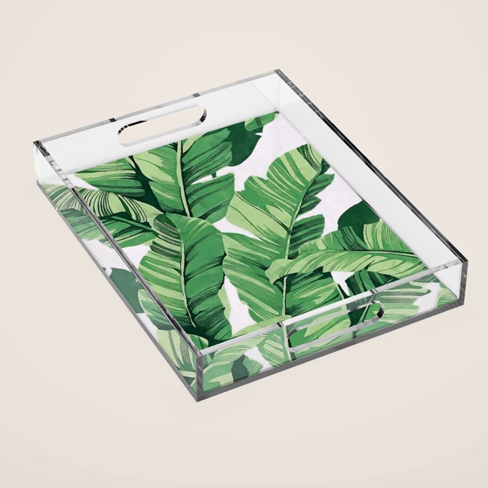 Tropical banana leaves V Acrylic Tray Gallery Image 1