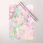 Vintage botanical blush pink mint green floral pattern Wrapping Paper Gallery Image 1