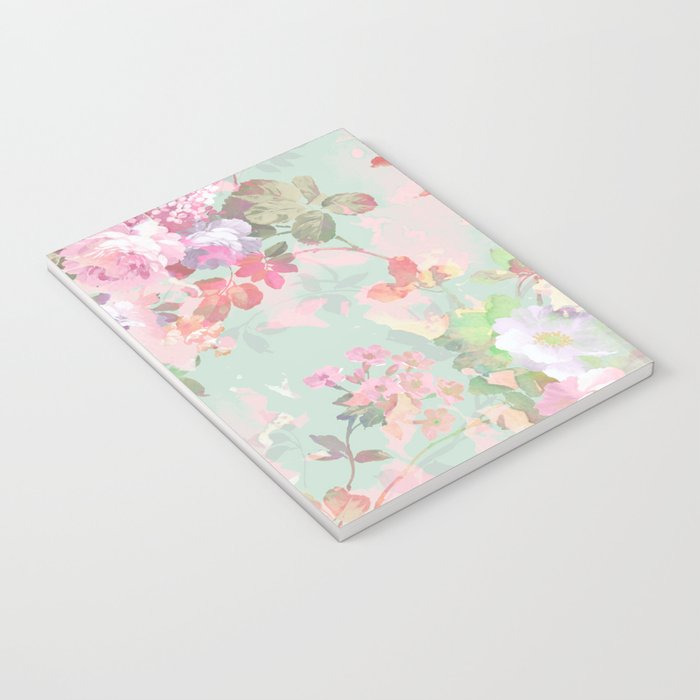 Vintage botanical blush pink mint green floral pattern Notebook Gallery Image 3