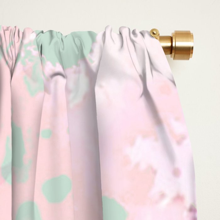Vintage botanical blush pink mint green floral pattern Window Curtain Gallery Image 2